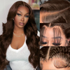 13x4 グルーレスウィッグ人毛事前摘み取り済みベビーヘア付きプレカット、210% 密度 12A ブラジル実体波レースフロントウィッグ 26