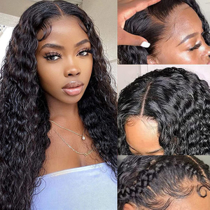 T-Part Lace Front Wigs Human Hair 13x6x1 T Part Deep Wave Բրազիլիայի կույս Մարդու Մազ Նախնական Պլակված 180 խտության բնական գույն