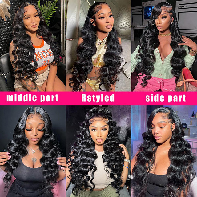Body Wave Lace Front Wigs လူ့ဆံပင် 13x4 HD Lace Front အမျိုးသမီးများအတွက် Natural Black