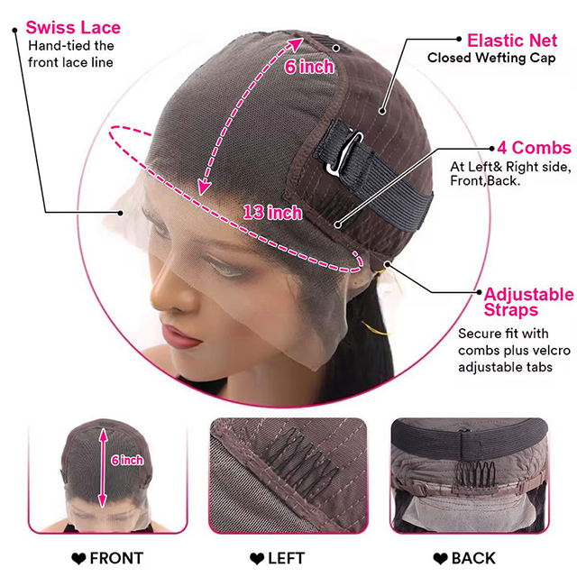 Parrucche anteriori in pizzo 13x6 Capelli umani Densit&agrave; 180% Lisci HD Anteriore in pizzo trasparente Pre pizzicato con capelli del bambino Colore nero naturale per le donne