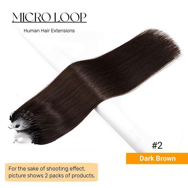 Micro anneau Extensions de cheveux cheveux humains 20 pouces couleur brun fonc&eacute; Micro lien pr&eacute;-coll&eacute; 50g/50s droite Remy cheveux humains