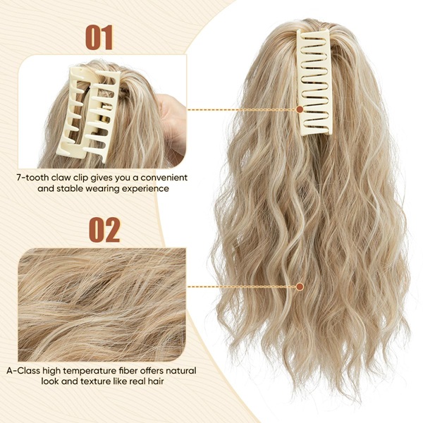 II-Piece Tizian Red Short Ponytail Hair Set - XII & XIV Inch Wavy Curly Saccharum Claw Clip Hairpieces pro quotidiano gere