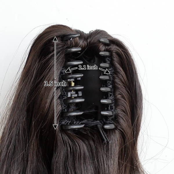 Coda di cavallo con clip ad artiglio ondulato e soffice | Estensione per capelli sintetici marrone pi&ugrave; scuro da 20 pollici, comodo parrucchino a clip per donna, ideale per tutte le occasioni