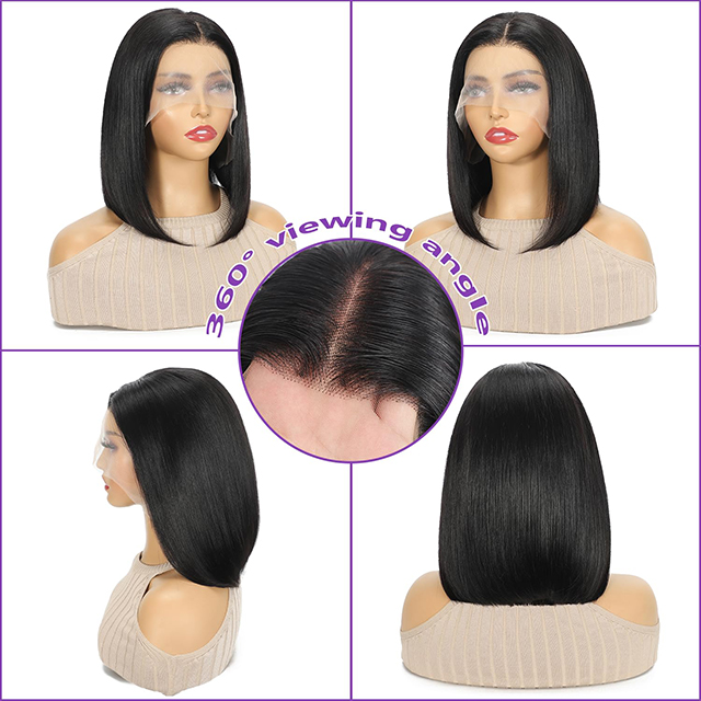 Wig Gearr Dh&iacute;reach Bob do Mhn&aacute; - 14 Orlach Gruaige Daonna 13x6 HD L&aacute;sa Wig Tosaigh L&aacute;sa 180% Dl&uacute;s R&eacute;amh Plucked Bob Wig Gan Glue