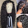 Parrucche anteriori in pizzo T-Part Parrucche per capelli umani 13x6x1 T Parte Onda profonda Capelli umani vergini brasiliani Pre pizzicate 180 Densit&agrave; Colore naturale