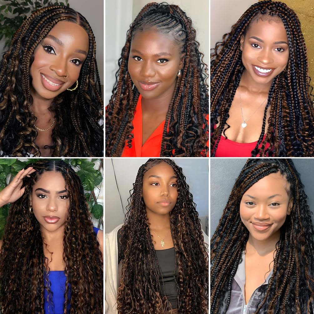 2 buntar M&auml;nniskofl&auml;tningsh&aring;r f&ouml;r Boho-fl&auml;tor Deep Wave Bulk Brasilianskt jungfruligt m&auml;nniskoh&aring;r Naturligt Svart Markerat Auburn Brown #P1B/30