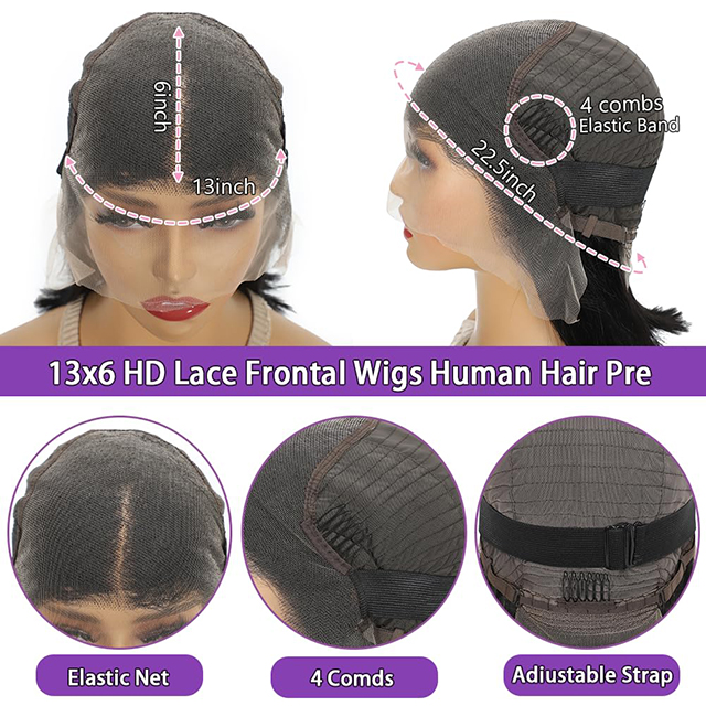 Wig Gearr Dh&iacute;reach Bob do Mhn&aacute; - 14 Orlach Gruaige Daonna 13x6 HD L&aacute;sa Wig Tosaigh L&aacute;sa 180% Dl&uacute;s R&eacute;amh Plucked Bob Wig Gan Glue