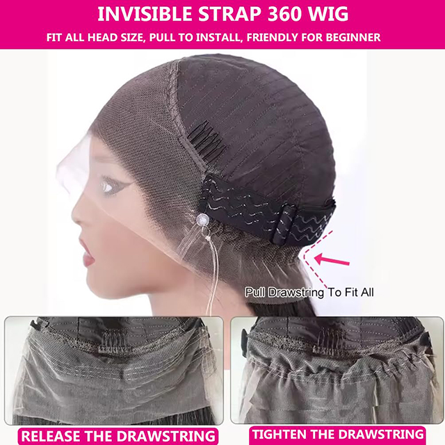 Deep Wave 360 ​​Lace Front Wig 18 Inch လူ့ဆံပင် Full Lace Wig HD Transparent Pre-Plucked Glueless with Adjustable Strap & Baby Hair