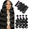 ISWEET Body Wave Bundles 100% မပြုပြင်ရသေးသော Brazilian လူ့ဆံပင် 26-32 လက်မ 12A အဆင့် အမြန် Weave Hair Extensions 4 Bundle ကမ်းလှမ်းချက် လှိုင်းအပြည့်နှင့် နူးညံ့မှုအတွက် Natural Black Virgin Hair