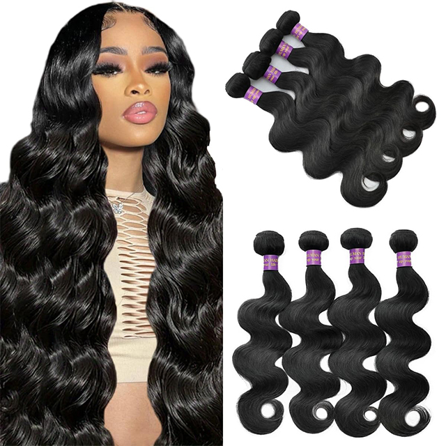 Bal&iacute;čky ISWEET Body Wave Bundles 100% neupraven&eacute; brazilsk&eacute; lidsk&eacute; vlasy 26–32 palců 12A prodlužov&aacute;n&iacute; vlasů s rychlou vazbou 4 bal&iacute;čky nab&iacute;dky Př&iacute;rodn&iacute; čern&eacute; panensk&eacute; vlasy pro pln&eacute; a jemn&eacute; vlněn&iacute;