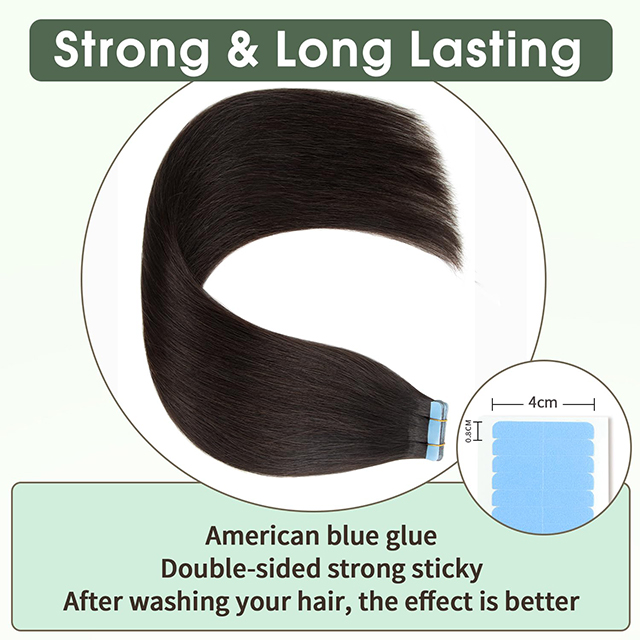 20 հատ Կասետային Մազերի Ընդլայնումներ Remy Human Hair Straight Անտեսանելի մազերի երկարացում 50 գրամ Կանանց Աղջիկների համար Բնական Սև #1B