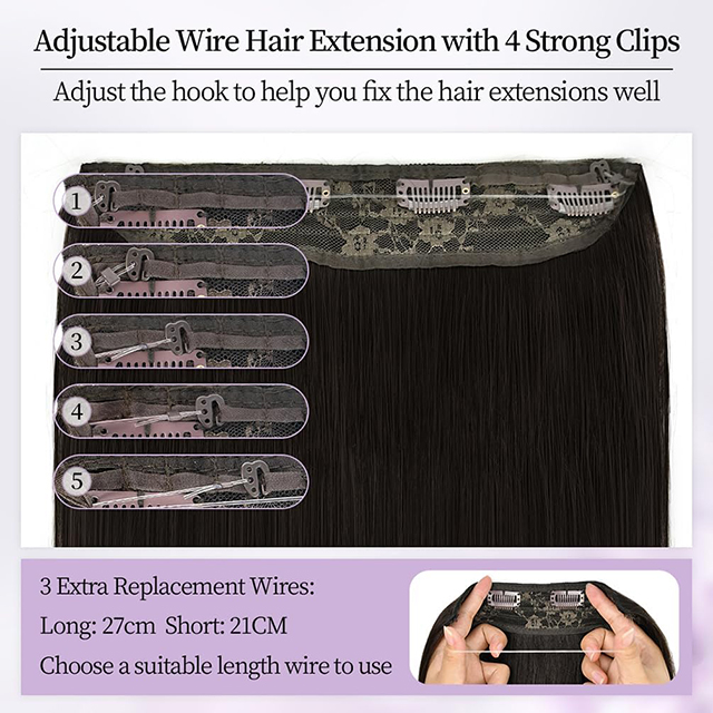 Remy Human Hair Halo Hair Extensions Flok&euml; t&euml; v&euml;rtet&euml; Flok&euml; t&euml; Zi Natyral Linj&euml; Peshku i Drejt&euml; e padukshme p&euml;r femra