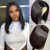 ISWEET Hair Perruque Lace Front Wig sans colle Wear & Go - Perruque de cheveux humains courts et lisses de 12 pouces, dentelle pr&eacute;d&eacute;coup&eacute;e pour d&eacute;butants et femmes noires