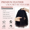 ISWEET Cabello humano de crochet con plumas rizadas de calidad de sal&oacute;n – Extensiones de trenzas bohemias reutilizables, 22 pulgadas, 60 g, preseparadas, invisibles y gruesas, sin enredos