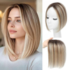 ISWEET Hair Topper για αραιά μαλλιά - Ανθρώπινα μαλλιά 10 ιντσών με βάση ελβετικής δαντέλας Ombre ανοιχτό καφέ ξανθό ανταύγειες Μη ανιχνεύσιμες λύσεις καθημερινής χρήσης