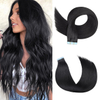 Tape in Hair Extensions 100% Remy Human Hair 20pcs 50g/pack Jet Black Color #1 Nywele Sawa za Binadamu