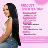 Perruque droite en cheveux humains V Part pour femmes noires : partie en U am&eacute;lior&eacute;e, sans laisser de place/couture/colle, demi-perruque &agrave; clipser de 45,7 cm, densit&eacute; 180 % noir naturel