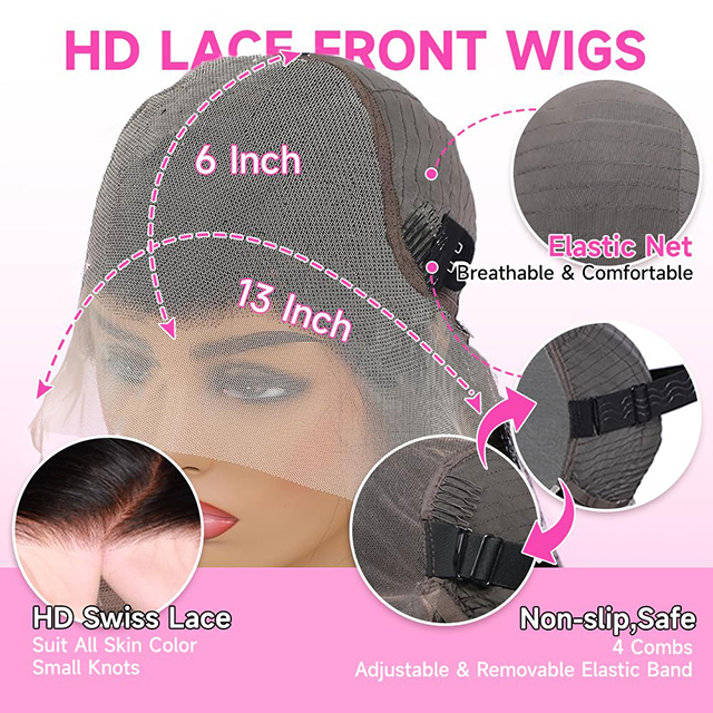 ISWEET 36 Inch Corpus Undo 13x6 HD Lace Front Wigs Brazilian Virgin Human Hair Wig Cum 200 Density Baby Hair Pre Plucked Tangle-Free Natural Black pro Women