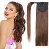 Pferdeschwanz-Verl&auml;ngerung, Echthaar, zum Anklippen, Mittelbraun, Nr. 4, glattes Pferdeschwanz-Haar mit magischer Paste f&uuml;r Frauen