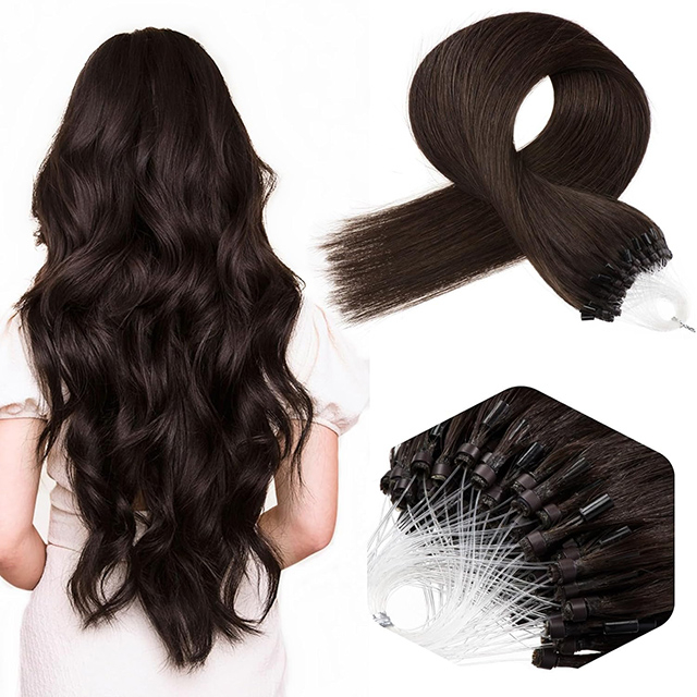 Mikroring-haarverlengings Menslike hare 20 Duim Donkerbruin Kleur Micro Link Pre Bonded 50g/50s Reguit Remy Menslike Hare