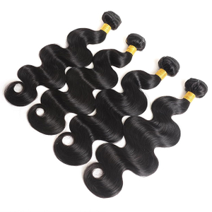 ISWEET Capelli umani ondulati 4 pacchi Estensioni dei capelli vergini brasiliani non trattati al 100% Nero naturale per donne (16, 18, 20, 22 pollici)