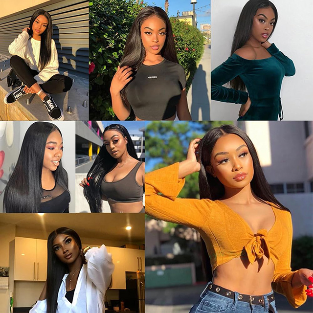 Straight T Part Lace Front Wig Human Hair 180% Density Pre Plucked HD Lace Para sa Black Women