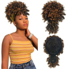 ISWEET สีดำ Kinky Curly Afro พัฟหางม้า – การออกแบบสายรัด Bangs, Hairpieces Updo สั้นสำหรับผู้หญิงผิวดำ (สีดำธรรมชาติ 1B)