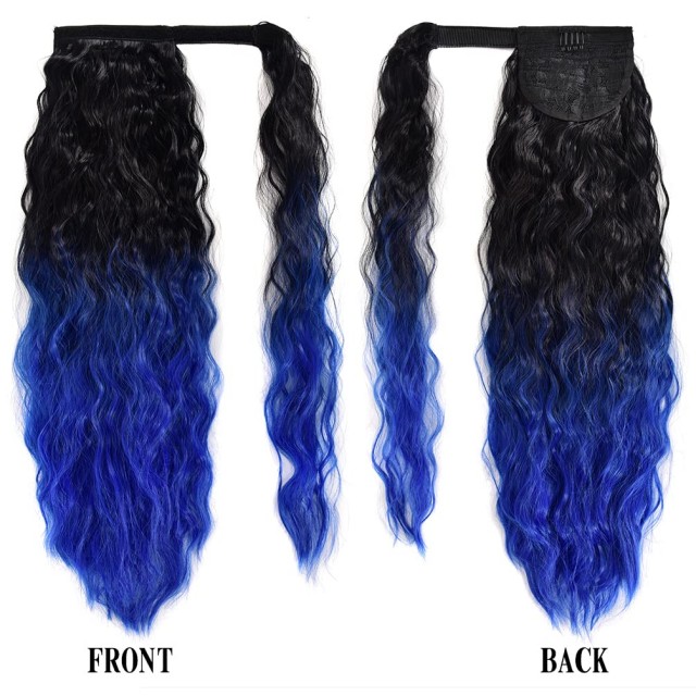 ISWEET Heat-Resistant Corn Wave Ponytail Extension – 22-Inch Long Wavy Curly Style, Clip-In Wrap-Around Design, Synthetic Hairpiece para sa Babae