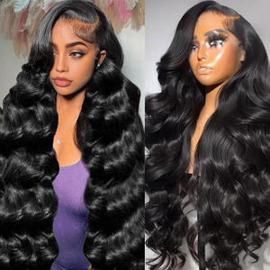ISWEET 36 Duim Body Wave 13x6 HD Kant Voorpruike Brasiliaanse Maagde Mensehaar Pruik Met 200 Digtheid Baba Hare Vooraf gepluk Verstrengelde Vrye Natuurlike Swart vir Vroue