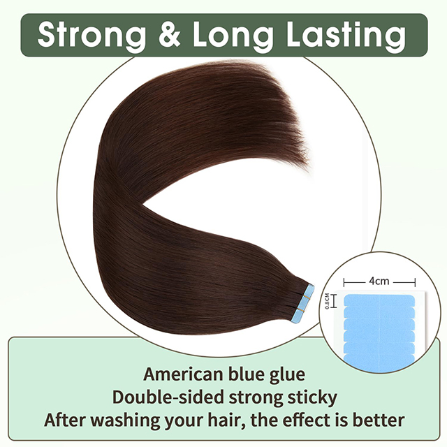 Tape In Hair Extensions Prava ljudska kosa Tamno smeđa #2 Bešavna Remy kosa 20 KOM 50 grama Nevidljiva svilenkasta ravna za žene djevojke
