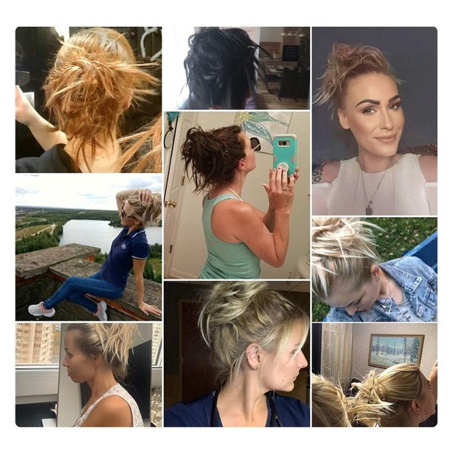 Potongan Rambut Bun Berantakan Berantakan - Ekstensi Sanggul Ekor Kuda Bergelombang Sintetis dengan Pita Elastis, Potongan Rambut Pirang Campuran Pemutih Alami untuk Wanita