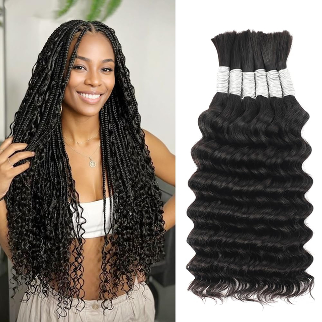 Cabelo de trança humana para tranças boho pacote de ondas profundas cabelos humanos 6 feixes/pacote cabelos boho a granel para roer 12a brasileiro boho astralhas