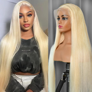 ISWEET 30 Duim Kant Voorpruik | 200% Digtheid Menslike Hare | 13x6 HD Deursigtige Kant | Gomlose reguit pruik met babahare en voorafgeplukte haarlyn #613 Blond kleur