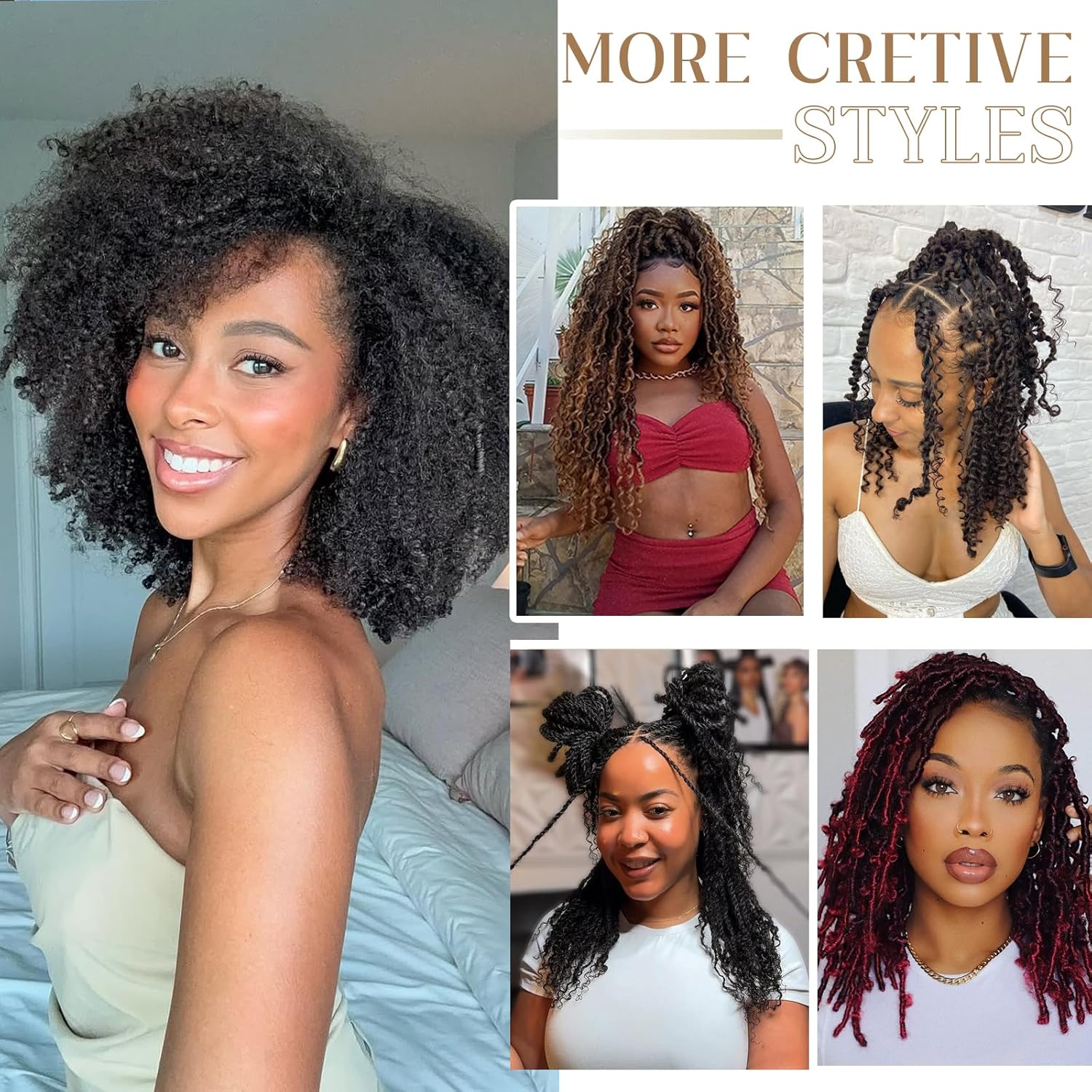 Afro Twist emberi haj 16 h&uuml;velykes Afro Kinkys &ouml;mlesztett emberi haj 40 g/csomag term&eacute;szetes fekete emberi hajfonat Loc Extensions Marley Twist Brainding hajhoz (16 h&uuml;velykes, 2 db-os csomag)