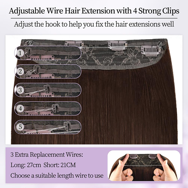 Pieza de pelo largo de 4 colores para mujer