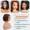 Wear & Go Glueless Short Curly Bob Wig Menneskeh&aring;r – 180 % t&aelig;thed 8 tommer lysebrun, pr&aelig;-plukket pr&aelig;-cut Deep Wave blonde frontparyk til kvinder