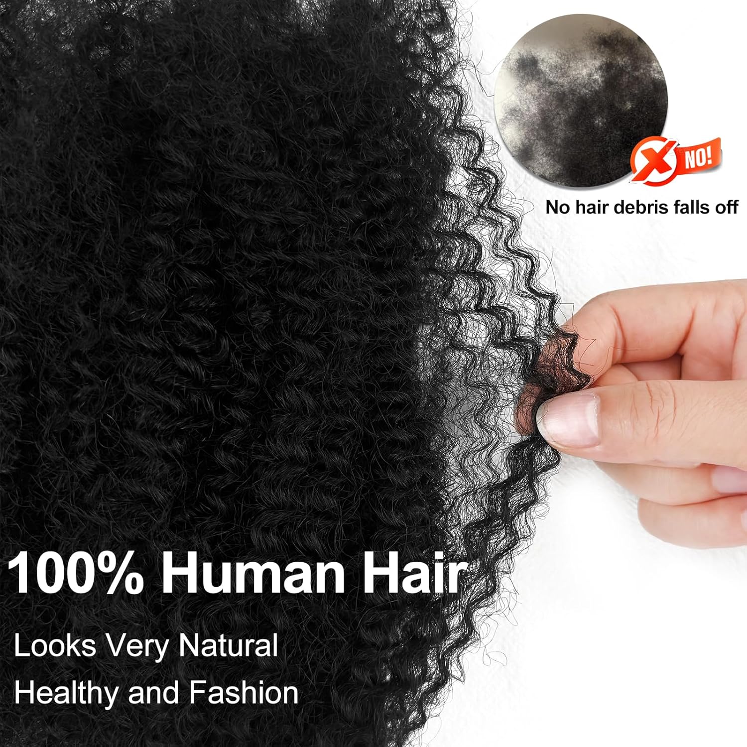 Afro Twist emberi haj 16 h&uuml;velykes Afro Kinkys &ouml;mlesztett emberi haj 40 g/csomag term&eacute;szetes fekete emberi hajfonat Loc Extensions Marley Twist Brainding hajhoz (16 h&uuml;velykes, 2 db-os csomag)