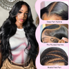 ISWEET 36 Inch Corpus Undo 13x6 HD Lace Front Wigs Brazilian Virgin Human Hair Wig Cum 200 Density Baby Hair Pre Plucked Tangle-Free Natural Black pro Women