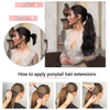 Paardenstaartverlenging Echt haar Wikkel rond Clip-in haarstuk Lange rechte paardenstaarten Remy-haarstuk van echt haar voor dames Donkerbruin #2