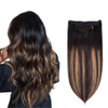 ການຕໍ່ຜົມ Remy Human Hair Clip-In 16-Inch – 5 ຊິ້ນ 80g, Natural Black to Chestnut Brown Ombre (1BT6/P1B), Silky Straight Short Thick Extensions for Women