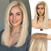 Wig Tosaigh L&aacute;sa Gruaige Daonna ISWEET 100% do Mhn&aacute; - Ombre blonde 16 Orlach Donn le Bangs Scuabtha Taobh