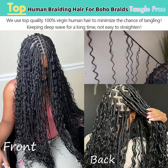 มนุษย์ผมถักเปียสำหรับBoho Braidsคลื่นลึกรวมกลุ่มผมมนุษย์6การรวมกลุ่ม/แพ็คจำนวนมากBohoผมสำหรับการถักเปีย12AบราซิลหยิกBoho Braidsผมมนุษย์ถักเปียผมสีธรรมชาติ