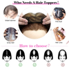 ISWEET Hair Topper for Thinning Hair - 10 Inch Human Hair with Swiss Lace Base Ombre Light Brown Blonde Highlights undetectable daily wear solution