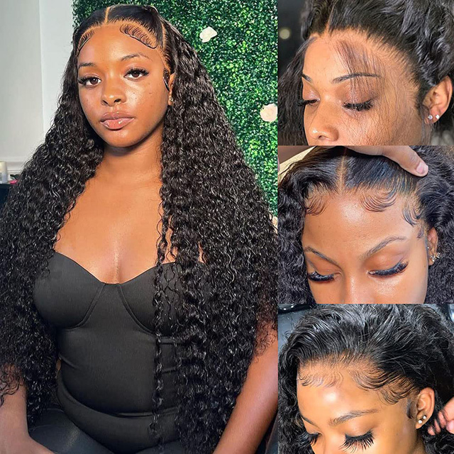 13x4 Curly Wave Lace Front Wig Rambut Manusia HD Transparent Lace 180% Ketumpatan Dara Brazil Dengan Rambut Bayi Untuk Wanita Hitam