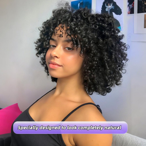 ISWEET African American Afro Kinky Curly Per&uuml;cke mit Pony – 1B Naturschwarz, realistische Alltagsper&uuml;cke f&uuml;r schwarze Frauen