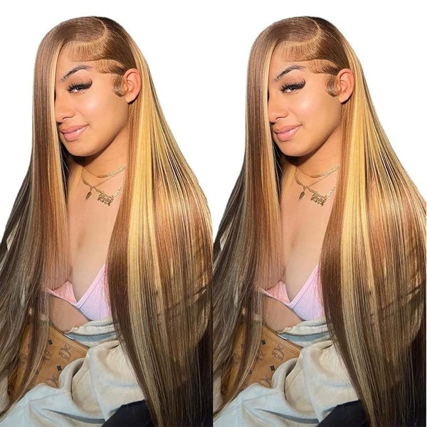 Předn&iacute; paruka Isweet Ombre Lace Předn&iacute; paruka Lidsk&eacute; vlasy Zv&yacute;razněn&iacute; 13x6 HD Rovn&aacute; Lace Předn&iacute; Paruky 180% hustota 4/27 Barevn&aacute; Medov&aacute; Blond HD Lace Čeln&iacute; Paruky pro ženy Bez lepku předem vytrhan&eacute; s dětsk&yacute;mi vl&aacute;sky 30 palců