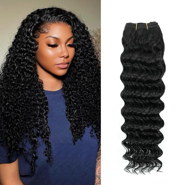10 tommer 12A brasiliansk Deep Wave-h&aring;rbundt – naturligt sort ubearbejdet jomfrumenneskeh&aring;r, dobbelttrukne v&aring;de og b&oslash;lgede kr&oslash;lledmmer Afro Kinkys bulk menneskeh&aring;r 40 g/bundt Naturlig sort menneskeflettet h&aring;r til Loc Extensions Marley Twist brainding h&aring;r (16 tommer, pakke med 2)