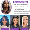 Wig Gearr Dh&iacute;reach Bob do Mhn&aacute; - 14 Orlach Gruaige Daonna 13x6 HD L&aacute;sa Wig Tosaigh L&aacute;sa 180% Dl&uacute;s R&eacute;amh Plucked Bob Wig Gan Glue