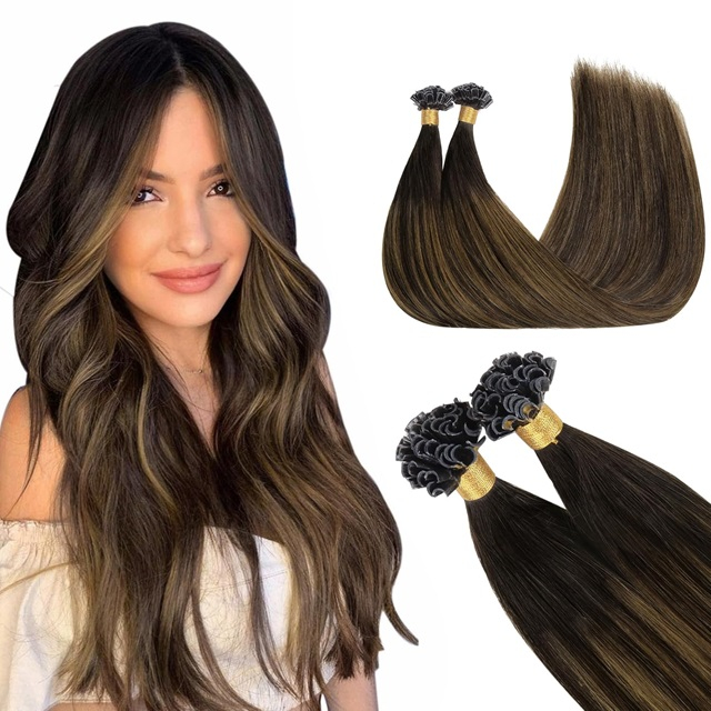 ISWEET 16-orlach Remy Human Hair Eis&iacute;nteachta&iacute; U Leid, 50g 50 sn&aacute;itheanna St&iacute;l Comhle&aacute; Te, 2/6/2 Balayage (Dorn Donn go Chestnut Donn), Dofheicthe & N&aacute;d&uacute;rtha