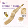 Extens&otilde;es de cabelo humano I-Tip ISWEET 22 polegadas # A18/613A loiro profundo a loiro descolorido, liso sedoso invis&iacute;vel, 30g/30s